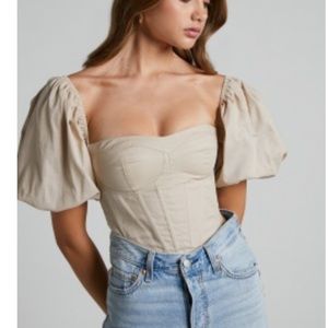 Corset top with balloon sleeves